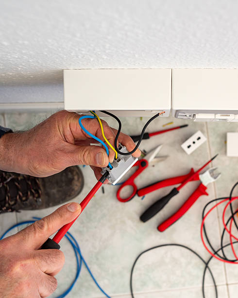 istock Electrician at work on a residential electrical system. Electricity. 2213851833