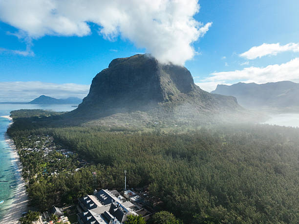 istock Mountain and forest by coastal resort 2213852084