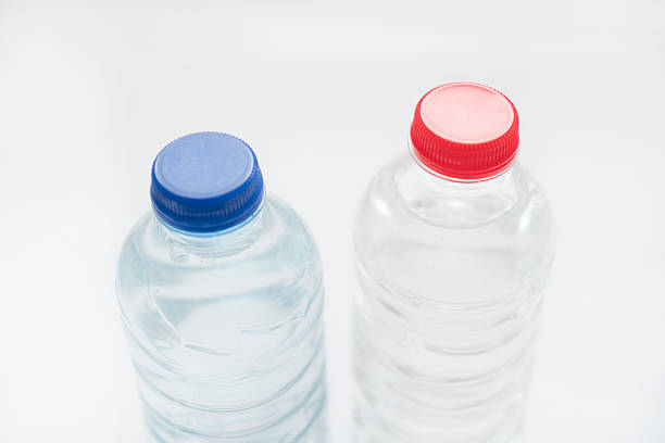 Two plastic bottle of drinking water isolated on white background