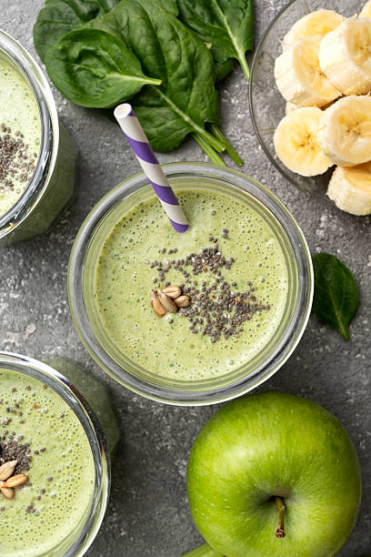 istock Detox spinach drink with green apple and banana 2213858767