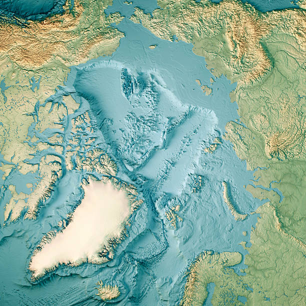 istock Arctic Ocean North Pole Topographic Bathymetry Map 3D Render Color 2213869448