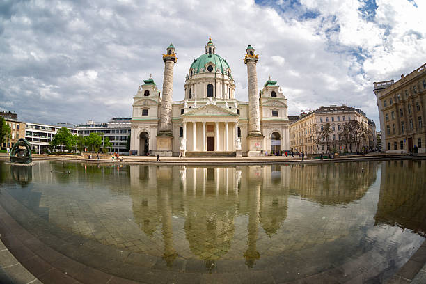 AUSTRIA, VIENNA - APRIL 18, 2016: Karlskirche (St. Charles's Church) in sunny day
