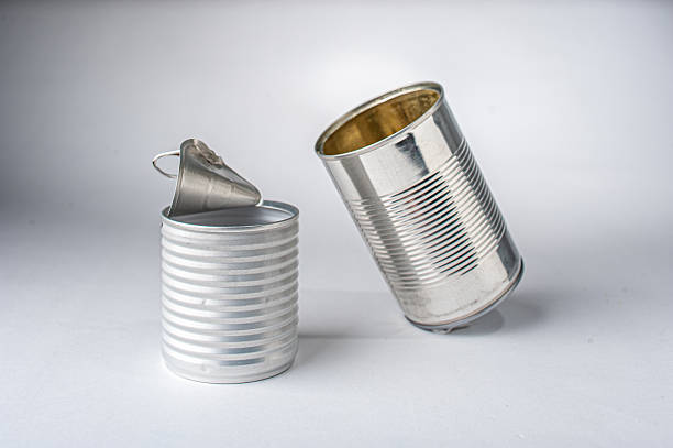Empty food can on white background