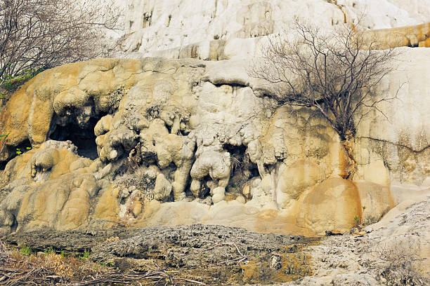 Unique natural travertine formations of Pamukkale. Denizli Province, Aegean region of southwestern Turkey