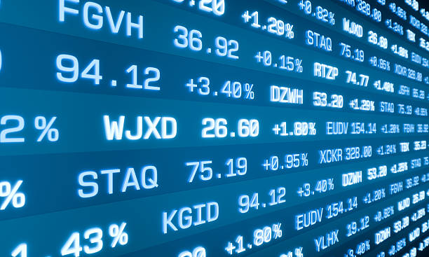 istock Stock market ticker board in blue. 2213892365