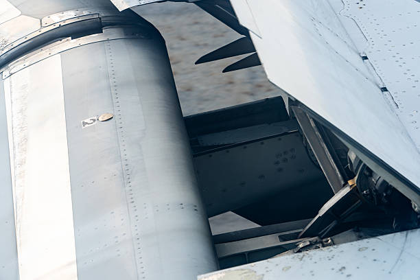 istock Close-up view of an aircraft engine component showcasing intricate mechanical design and engineering mastery during departure 2213894582