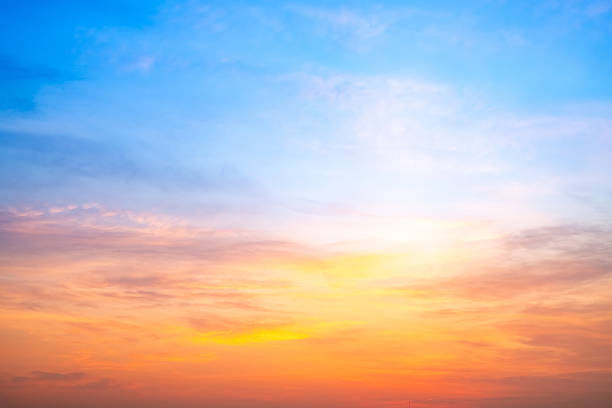 istock Beautiful , luxury soft gradient orange gold clouds and sunlight on the blue sky perfect for the background, take in evening,Twilight, Large size, high definition landscape photo 2213895146