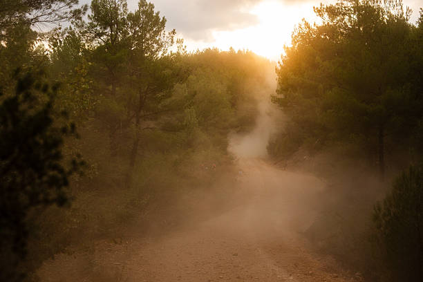 Dust Trail Behind a Speeding Rally Car
