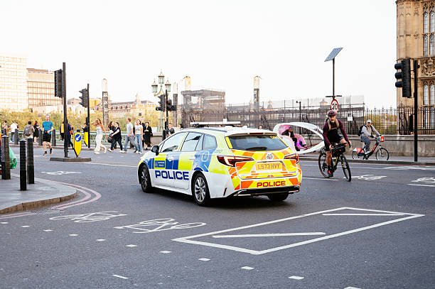 London, United Kingdom - 28 April, 2025: A Toyota Corolla police car in a London street