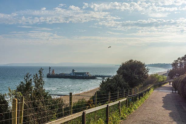 East Cliff Slope, Bournemouth, UK - April 25th 2025: Clifftop view of Bournemouth Pier.