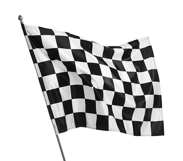 istock One racing checkered flag isolated on white 2213900709