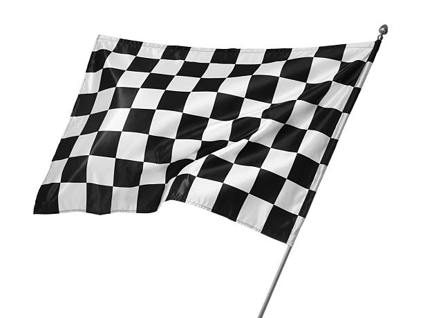 istock One racing checkered flag isolated on white 2213900962