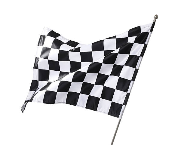 istock One racing checkered flag isolated on white 2213901233