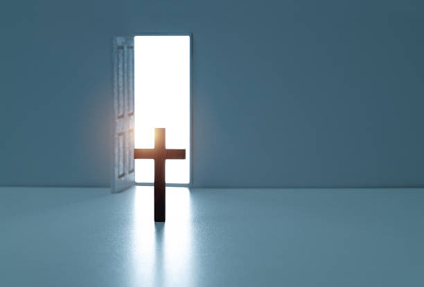istock Open door with a religious cross 2213906212
