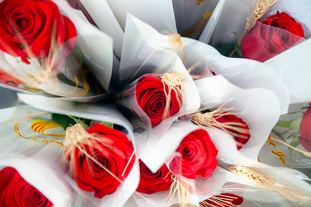 Bouquet red roses, Sant Jordi's day stock photo