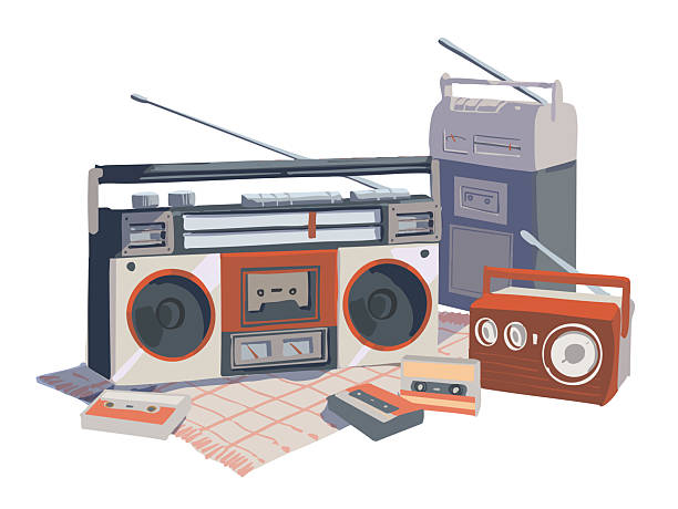 istock Retro cassette tape player and radio Red 2213913077