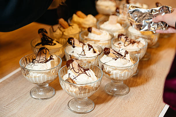 istock Individual dessert cups with whipped cream and chocolate. 2213917543