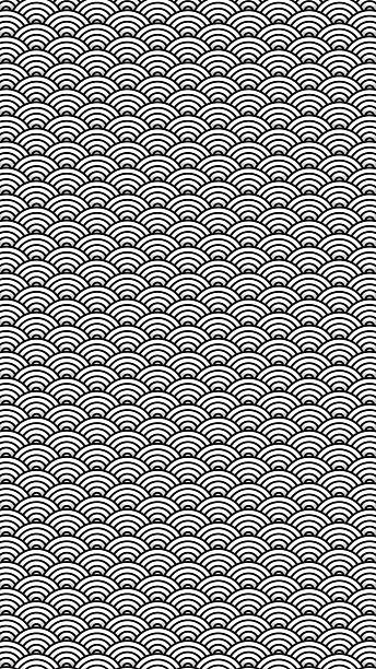 istock Black and white asian chinese new year celebration background, abstract Japanese cloud wave art pattern design backdrop, traditional minimal circle lunar festival wallpaper 2213921168