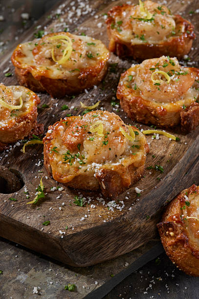Grilled Cheesy Garlic Shrimp Toasts