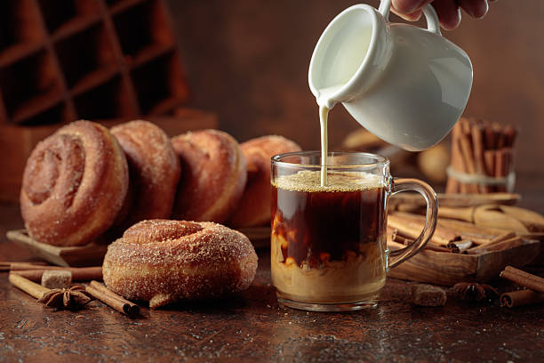 istock Swedish cinnamon rolls and coffee latte. 2213922258