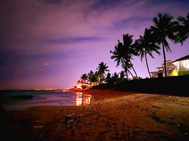 istock beach - Negombo Morawala beach in night 2213923191