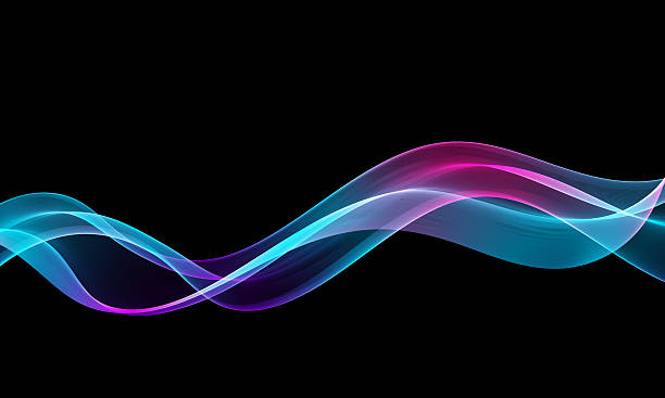 istock Vibrant neon abstract wave in cyan, pink and violet on black 2213924722