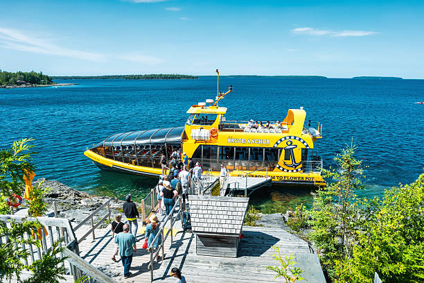 View of Bruce Anchor Cruises ship in Tobermory. Ontario, Canada - June 25, 2025.