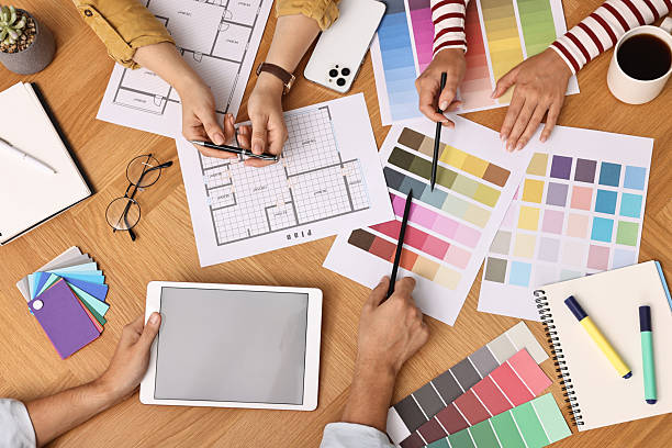 istock Group of designers working together at table, closeup 2213927795