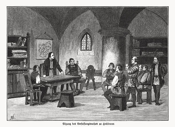 istock Constitutional Council in Heilbonn, German Peasants' War, woodcut, published 1891 2213928127