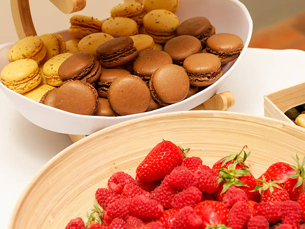 istock French macaron with a plate of fresh strawberries 2213932465