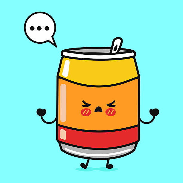 istock An illustrated orange Soda Can character expressing anger and frustration, with a thought bubble. 2213932924