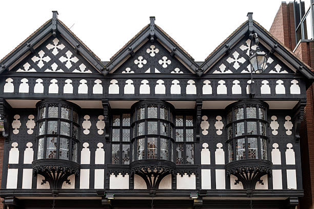 View of a Tudor style building in the centre of Chester, UK.  There are no people in the photograph