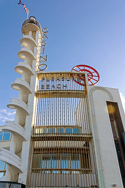 View of the pleasure beach sign in Blackpool, UK.  There are no people in the photograph