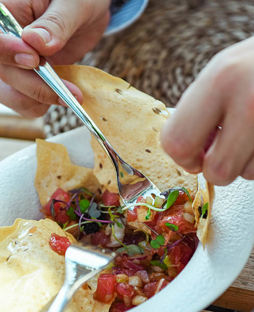 istock tuna ceviche  on a corn tortilla 2213948297