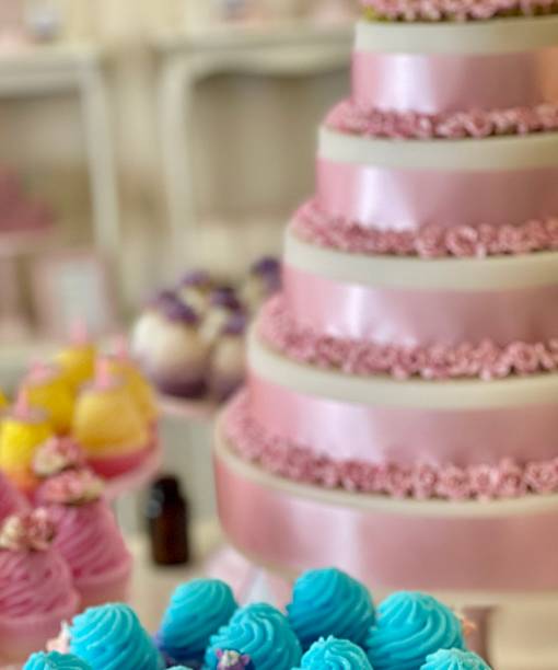 istock Baby pink layered cake style decoration 2213950712