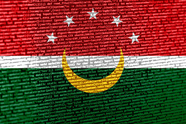 Digital concept with the flag of Maghreb on a tech background. Maghreb in the context of cybersecurity, programming, and digital sovereignty. Symbolic image of site development in Maghreb.