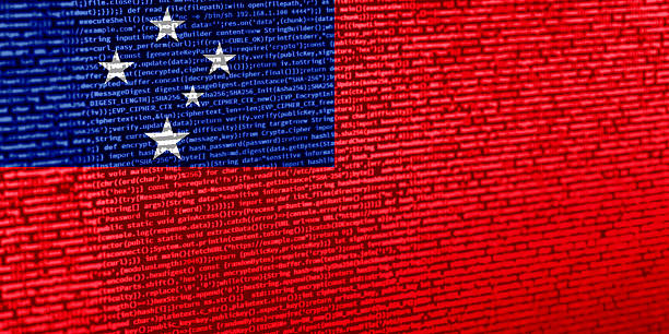 istock Flag of Samoa over digital code. Concept of cybersecurity, innovation, and digital infrastructure in Samoa. Modern tech development trends in Samoa. Programming, digital sovereignty and site developm 2213953975