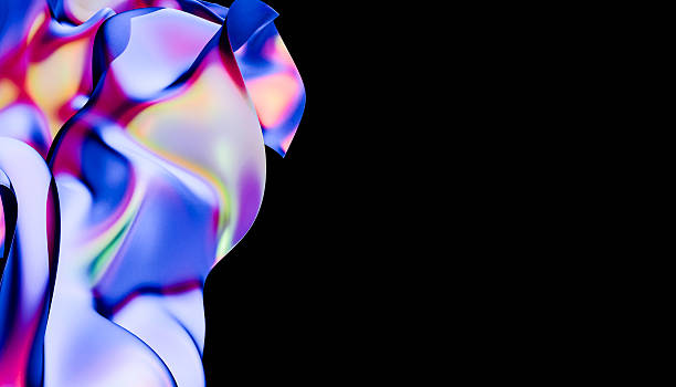 istock Colorful abstract shapes swirling on a black background 2213956953