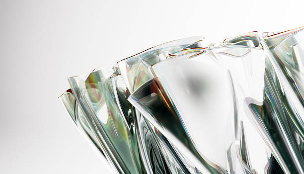 istock Abstract transparent glass structure reflecting iridescent colors on a white background 2213956965