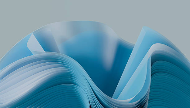 istock Abstract blue wavy shape forming a modern and elegant design 2213957579
