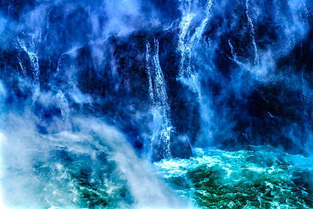 Colorful Blue Green White Snoqualme Falls Abstract Washington State Pacific Northwest Gushing Waterfall Creates Intricate Patterns