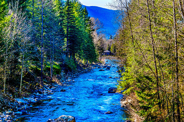 This is a landscape photograph of a waterfall flowing over rocks in the forest along the Gill Brook Stream in the Adirondack Mountains State Park in Keene Valley, New York.