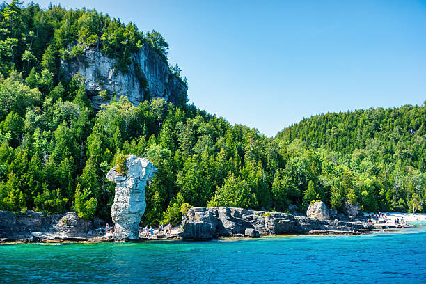 The flowerpot rock on Flowerpot Island in Tobermory, Ontario, Canada.