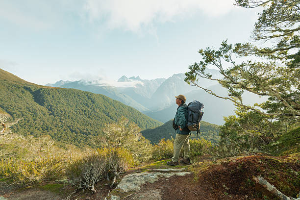 istock Tourist breathtaking panorama, mountain inspiration. 2213968665