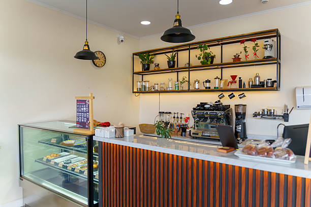 istock Modern coffee shop counter displaying delicious pastries and beverages 2213968947