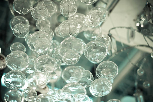 Vintage crystal lamp details, close up