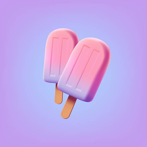 istock Pink realistic ice cream on a stick 3D. Ice cream on a purple background. For concepts of delicious cool desserts, summer, and vacation. Vector illustration. 2213982794