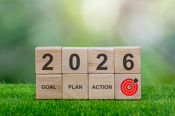 istock 2026 new year goal plan action. Goal achievement. Ambition aiming success. Setup objective target business planning of new year concept. business planning in 2026. Target concept for new year 2026 2213984150