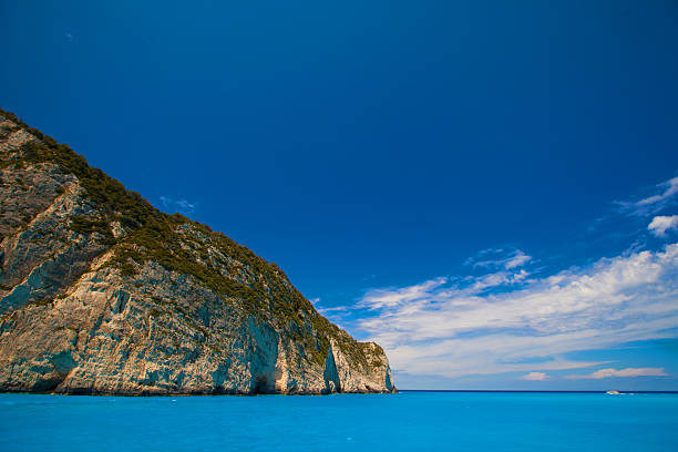 Navagio beach on Zakynthos island, Greece, summer day
