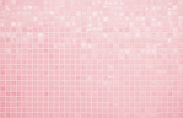 istock Pink tile wall chequered background bathroom floor texture. Ceramic wall and floor tiles mosaic background in bathroom and kitchen clean. Pool design pattern geometric with grid wallpaper decoration. 2213985195